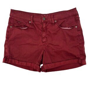 Universal Thread Womens High Rise Midi Shorts Size 12/31 Wine Red Cotton Blend